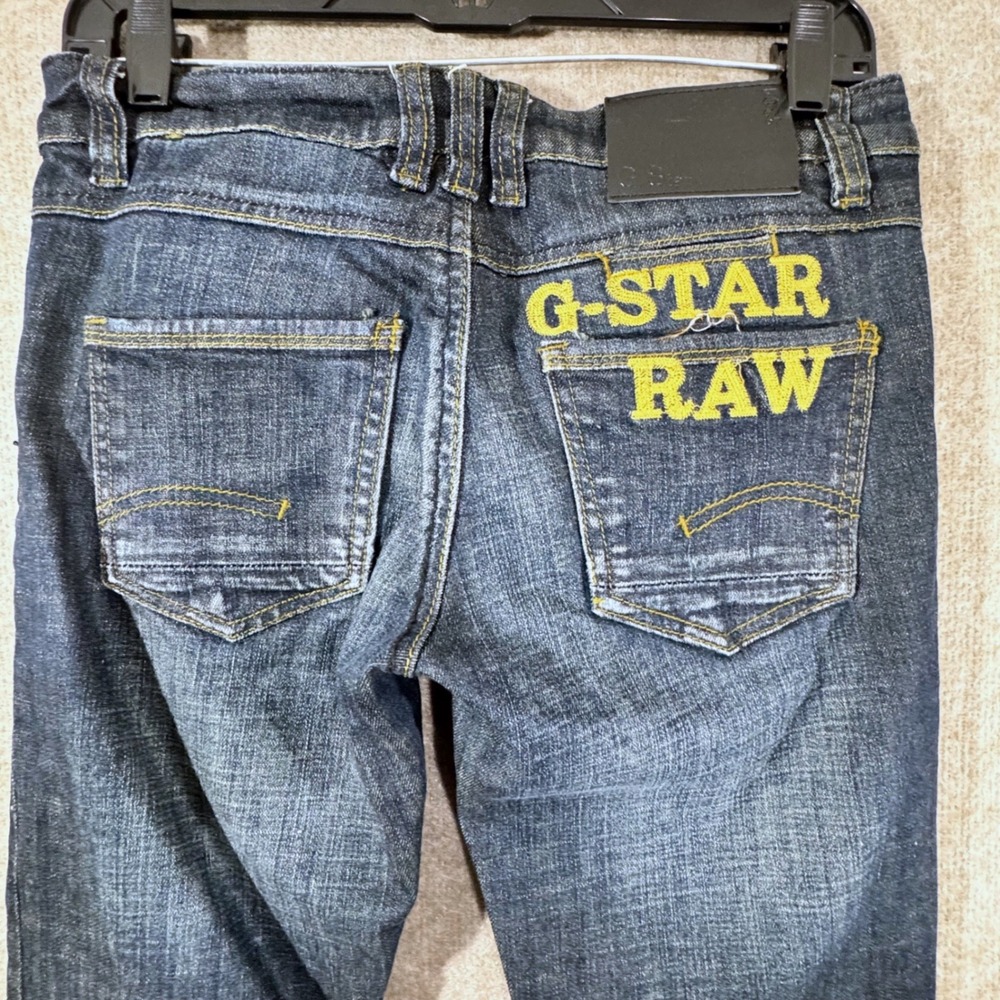 G Star Raw 3301 Jeans Mens 28x32 Slim Straight Dark Wash Distressed Streetwear